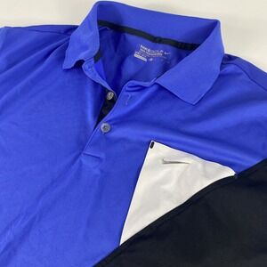 Nike Golf Polo Shirt Mens XL Blue Black Tour Performance Dri-FIT Belleair CC